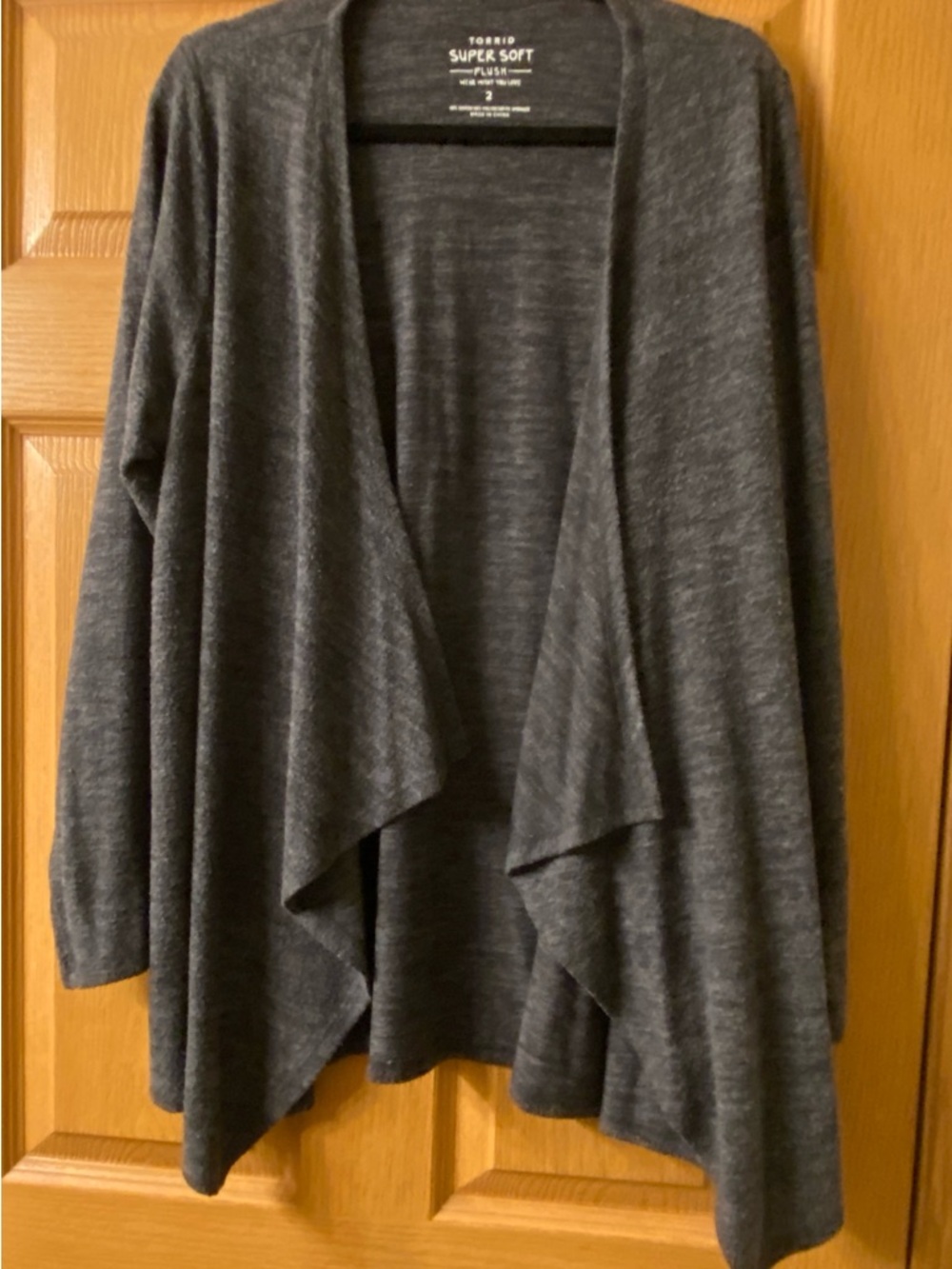 Torrid Charcoal Draped Open-Front Cardigan